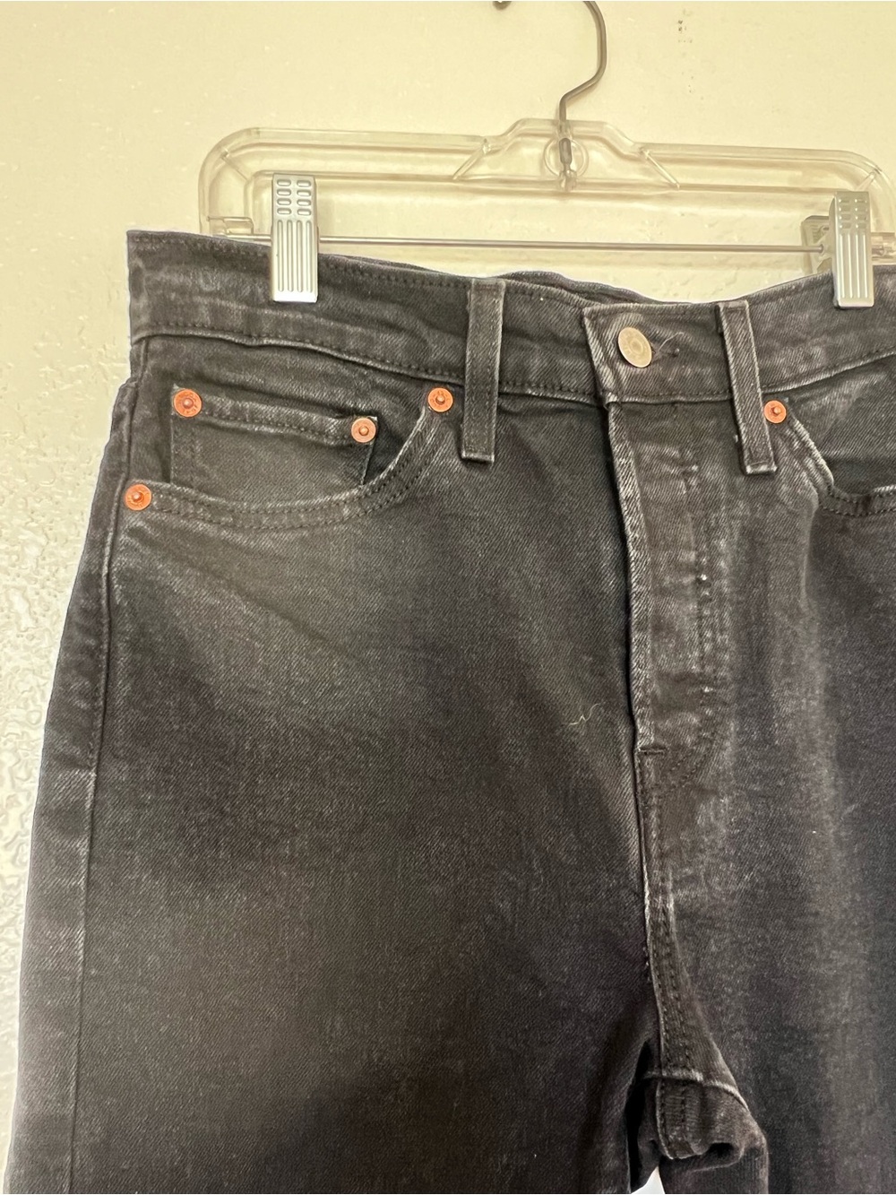 Levi's Wedgie Straight Black Jeans High-Waist Denim Pants High Rise Button Fly - Picture 7 of 10